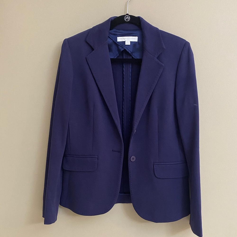 NEW YORK & COMPANY Blue One Button Blazer